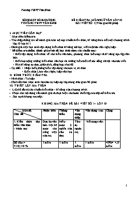 Đề kiểm tra Ngữ văn lớp 10 - Bài viết số 1 - Năm học 2016-2017 - Trường THPT Tân Bình